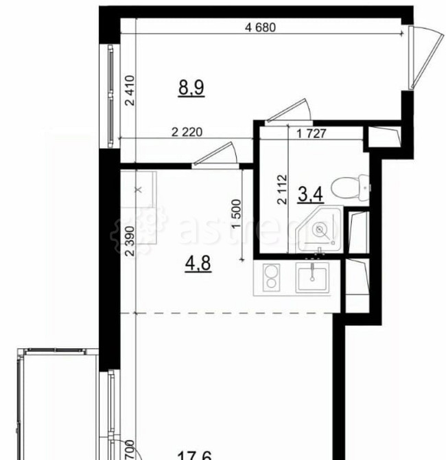 Студия, 35.9 м2, 4/25 эт. Одинцово - изображение 1