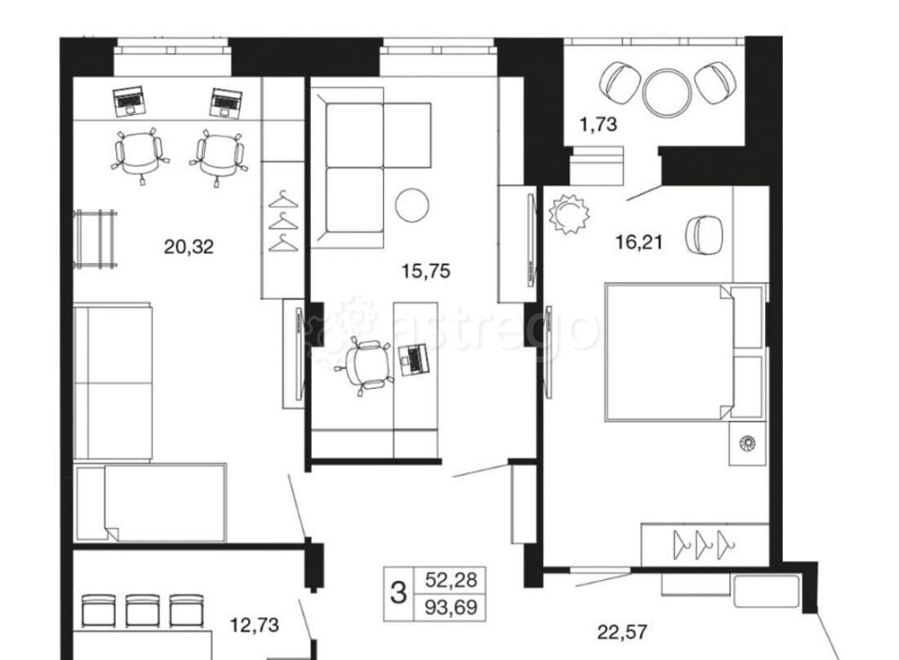 3-комн. квартира, 93.69 м2, 5/9 эт. Апрелевка - изображение 7