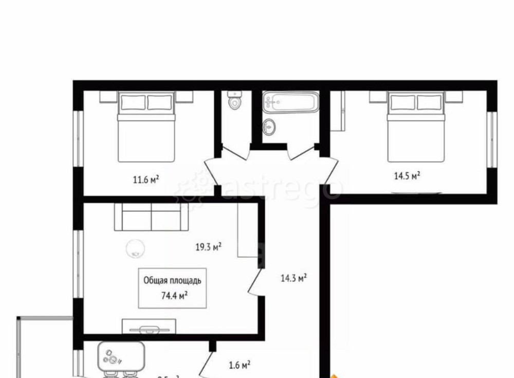 3-комн. квартира, 74.4 м2, 9/15 эт. Горно-Алтайск - изображение 2