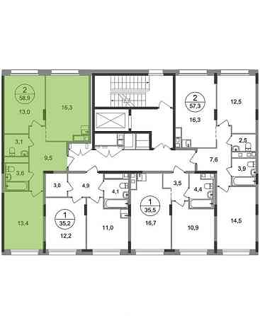 2-комн. квартира, 58 м2, 5/17 эт. Москва