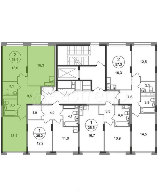 2-комн. квартира, 58 м2, 5/17 эт. Москва - изображение 3