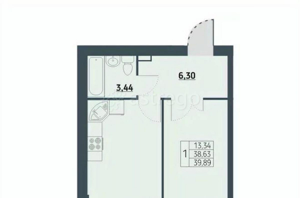 1-комн. квартира, 39.9 м2, 9/9 эт. Красноярск - изображение 1