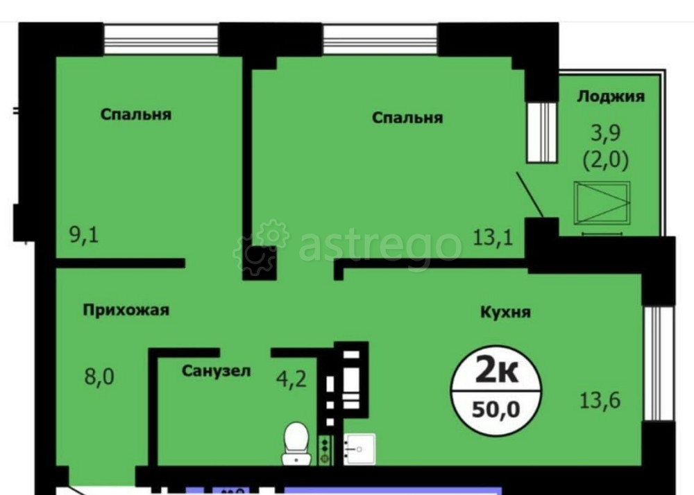 2-комн. квартира, 50 м2, 25/26 эт. Красноярск - изображение 5