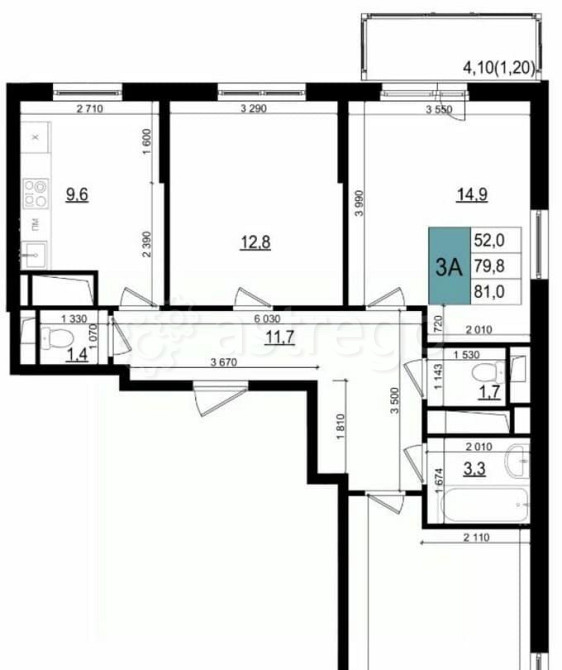 3-комн. квартира, 81 м2, 22/25 эт. Одинцово - изображение 1