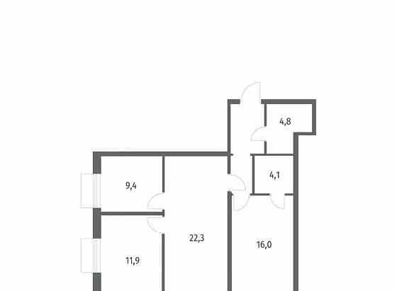 3-комн. квартира, 75.4 м2, 11/12 эт. Санкт-Петербург