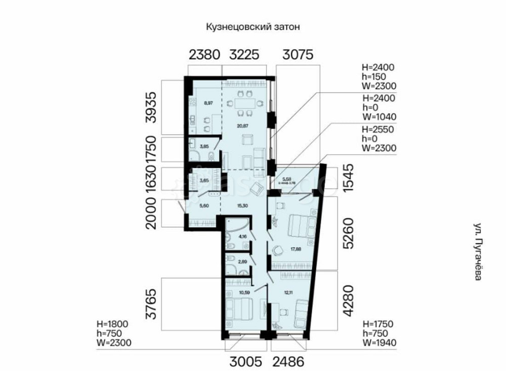 4-комн. квартира, 108.66 м2, 3/31 эт. Уфа - изображение 1
