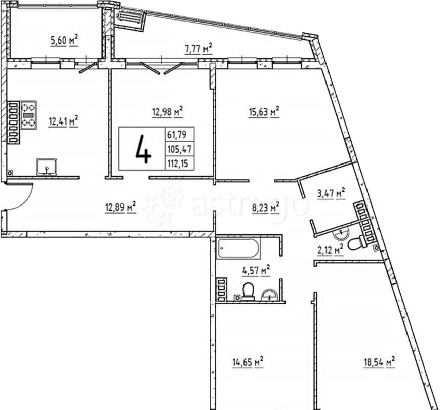 4-комн. квартира, 111.7 м2, 4/4 эт. Москва - изображение 1