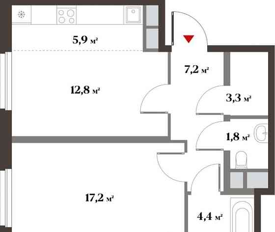 2-комн. квартира, 50.4 м2, 4/6 эт. Красногорск