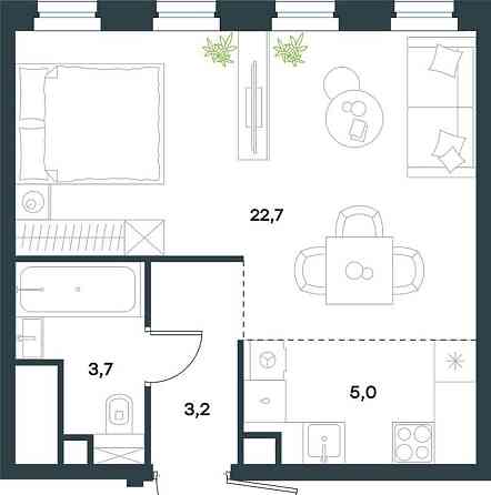 1-комн. квартира, 34.6 м2, 38/40 эт. Москва