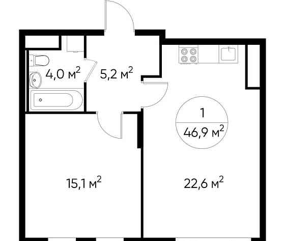 1-комн. квартира, 46 м2, 11/17 эт. Москва