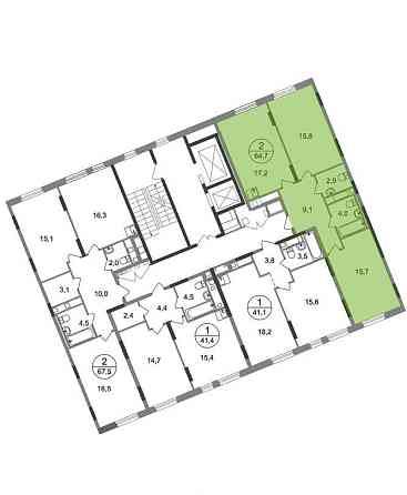 2-комн. квартира, 64 м2, 7/17 эт. Москва