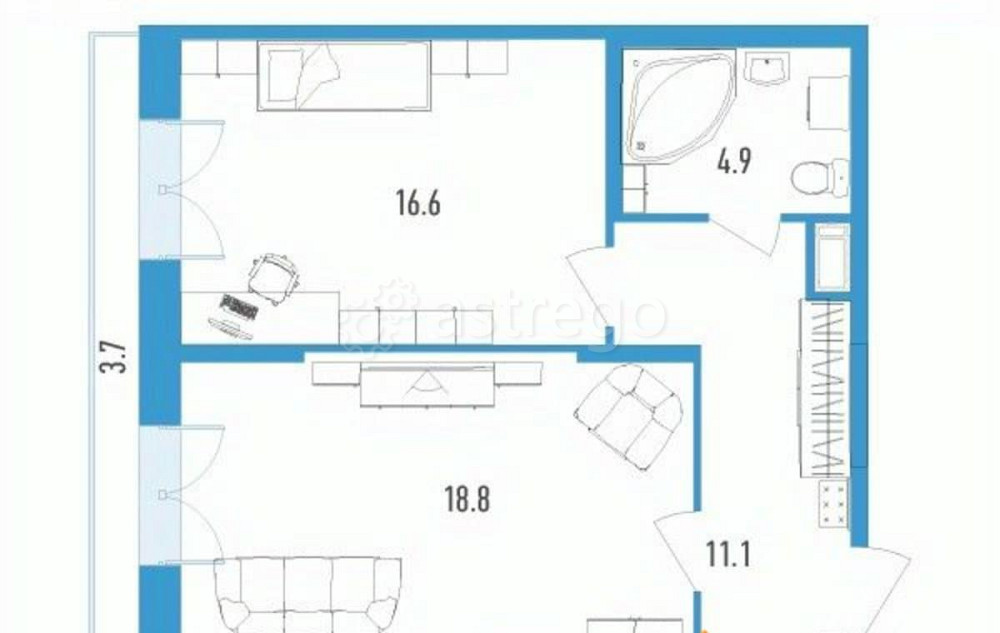 2-комн. квартира, 72 м2, 12/18 эт. Санкт-Петербург - изображение 2