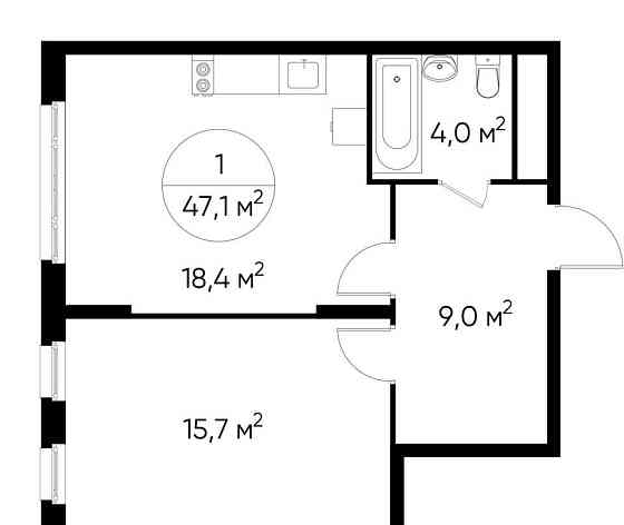 1-комн. квартира, 47 м2, 16/17 эт. Москва