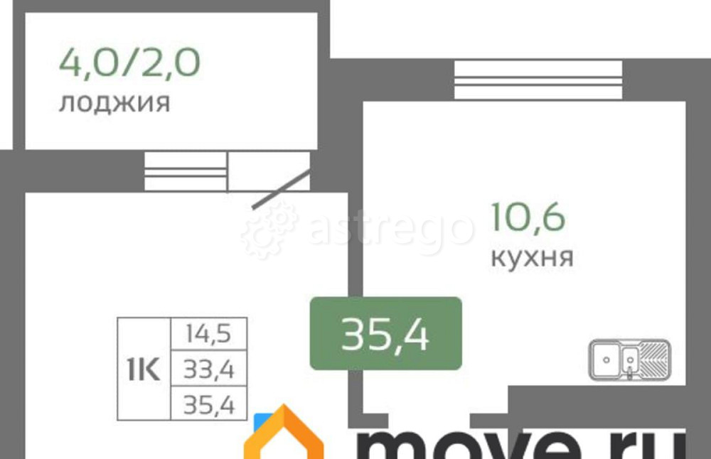 1-комн. квартира, 35.4 м2, 12/19 эт. Красноярск - изображение 1