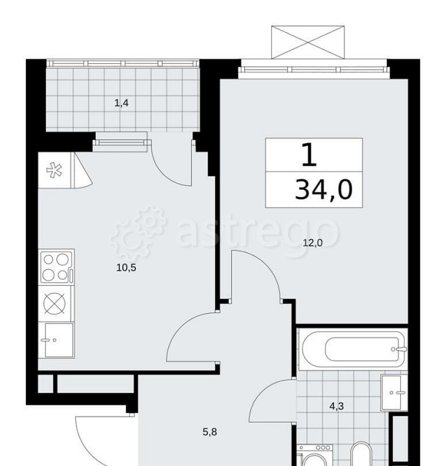 1-комн. квартира, 34 м2, 12/17 эт. Москва - изображение 1