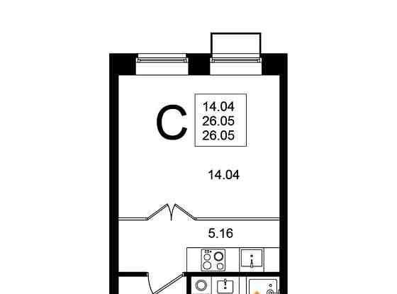Студия, 26 м2, 5/5 эт. Химки