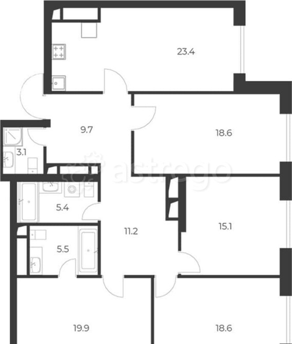 4-комн. квартира, 130.5 м2, 21/21 эт. Москва - изображение 7