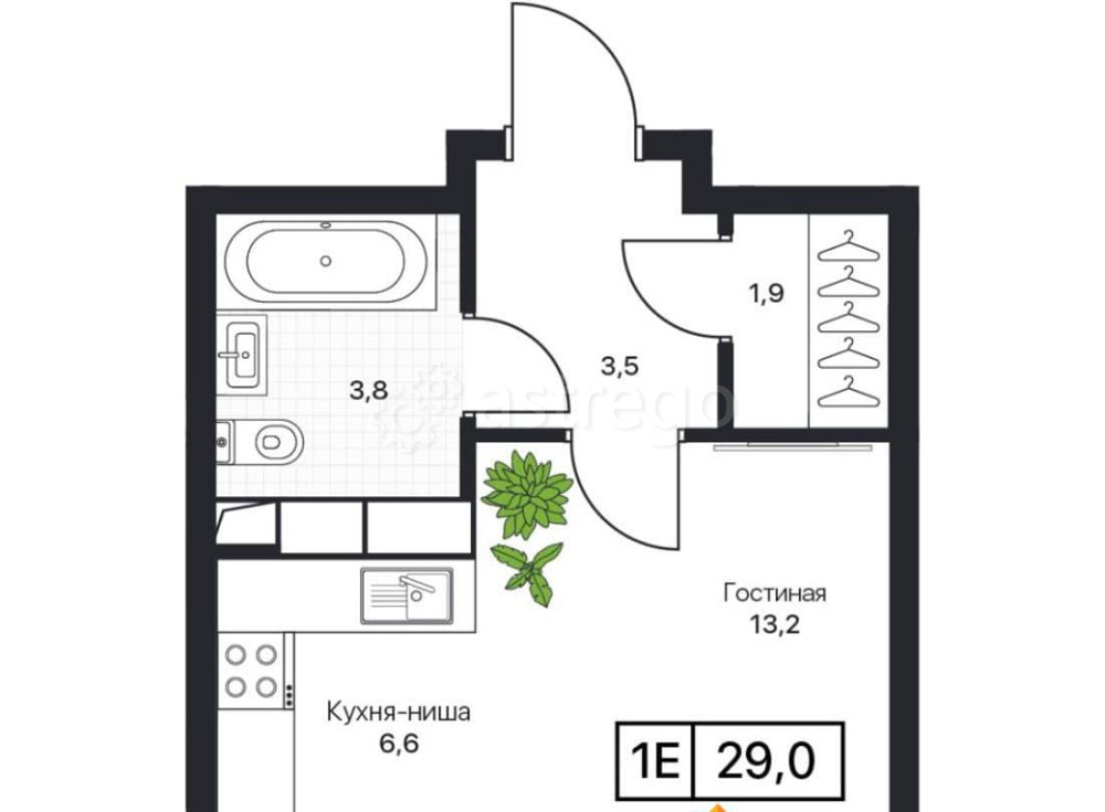 Студия, 29.2 м2, 8/17 эт. Пушкино - изображение 1
