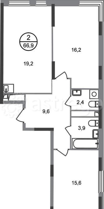 2-комн. квартира, 66 м2, 12/17 эт. Москва - изображение 1