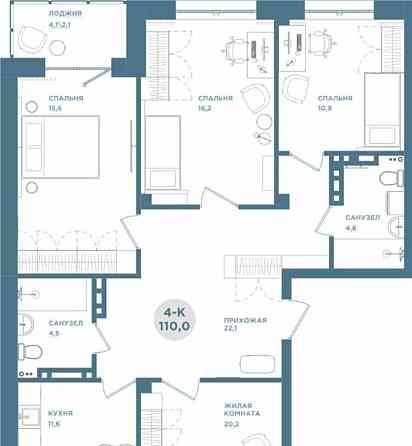 4-комн. квартира, 110 м2, 13/19 эт. Красноярск