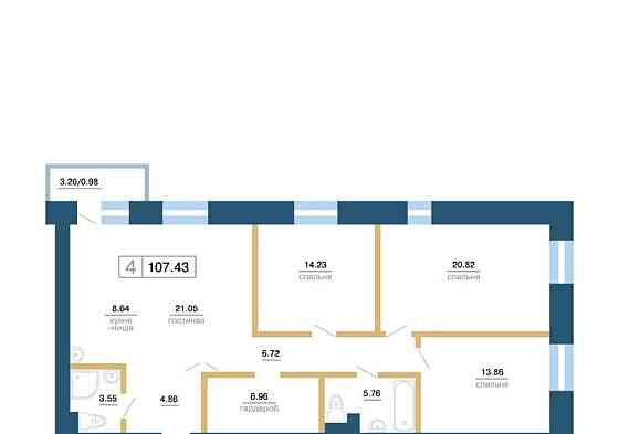 4-комн. квартира, 104.29 м2, 2/7 эт. Красноярск