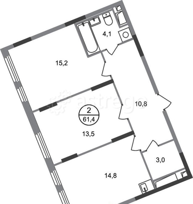 2-комн. квартира, 61 м2, 13/17 эт. Москва - изображение 1
