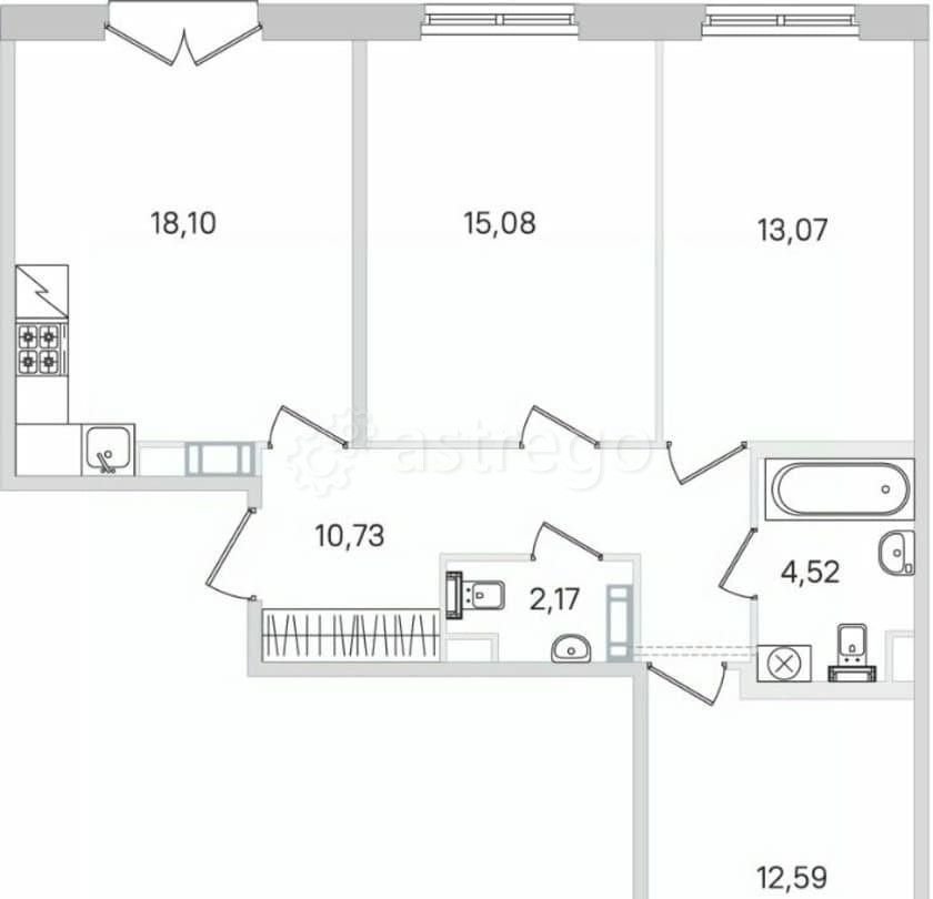 3-комн. квартира, 78.09 м2, 2/4 эт. Санкт-Петербург - изображение 1