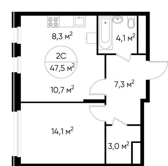 2-комн. квартира, 47 м2, 2/17 эт. Москва