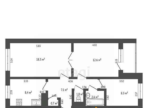 3-комн. квартира, 59 м2, 5/5 эт. Коряжма