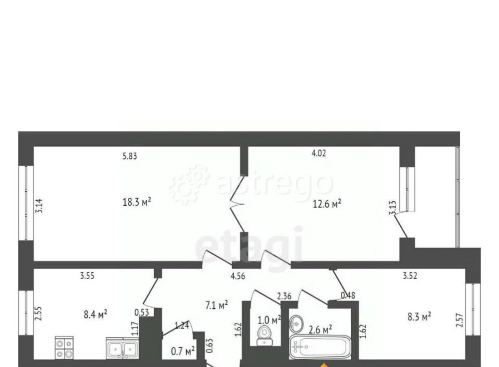 3-комн. квартира, 59 м2, 5/5 эт. Коряжма - изображение 3