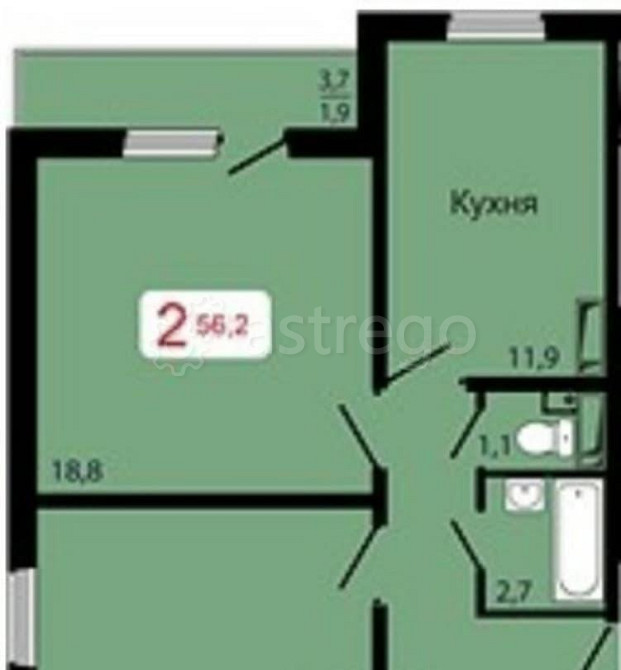 2-комн. квартира, 56.2 м2, 2/17 эт. Красноярск - изображение 2