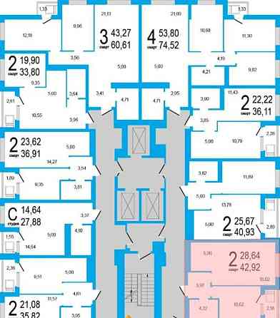 2-комн. квартира, 42.92 м2, 11/25 эт. Уфа