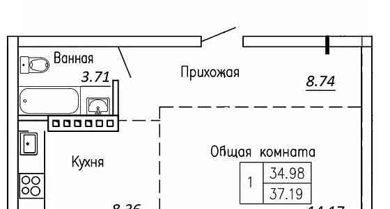 1-комн. квартира, 44.3 м2, 9/10 эт. Белокуриха