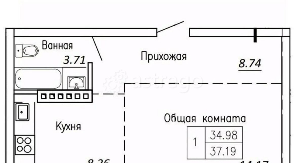 1-комн. квартира, 44.3 м2, 9/10 эт. Белокуриха - изображение 1