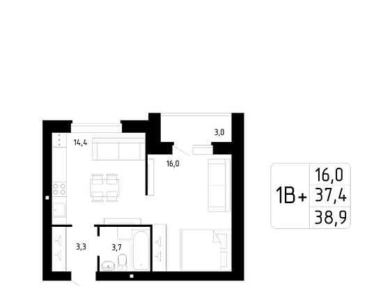1-комн. квартира, 38.9 м2, 6/9 эт. Стерлитамак