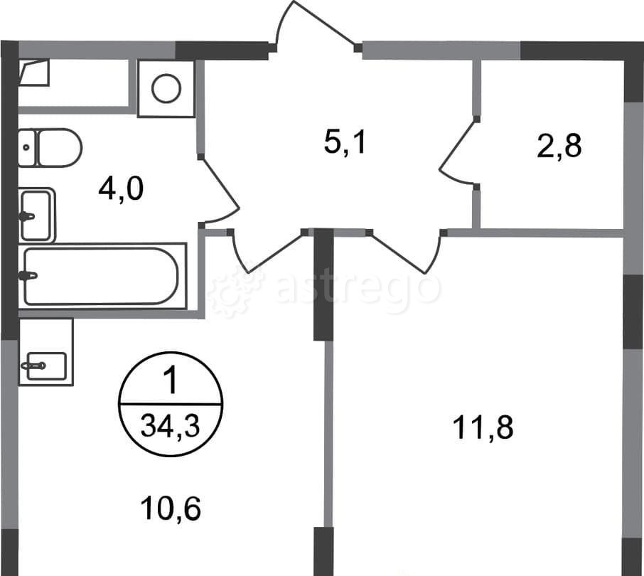 1-комн. квартира, 34 м2, 5/17 эт. Москва - изображение 1