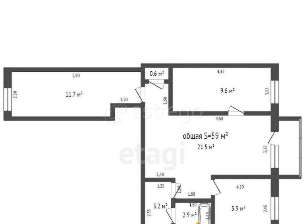 3-комн. квартира, 59 м2, 2/5 эт. Бийск - изображение 6