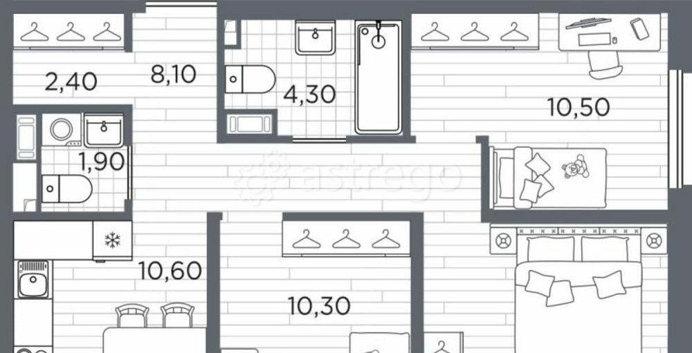 3-комн. квартира, 61.66 м2, 2/5 эт. Санкт-Петербург - изображение 2