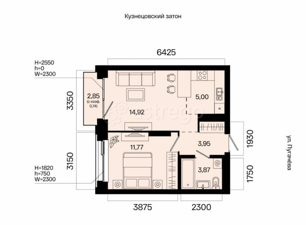 2-комн. квартира, 40.37 м2, 4/31 эт. Уфа - изображение 2