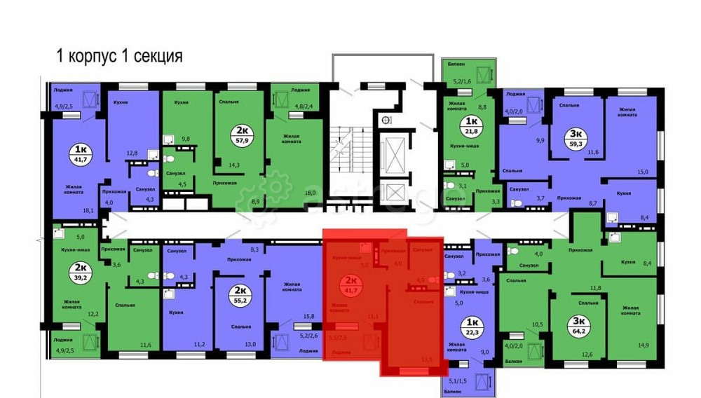 2-комн. квартира, 41.7 м2, 14/19 эт. Красноярск - изображение 9