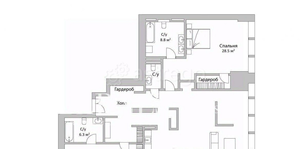 3-комн. апарт-ы, 184 м2, 23/76 эт. Москва - изображение 5