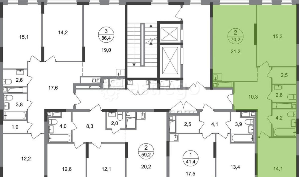 2-комн. квартира, 70 м2, 4/17 эт. Москва - изображение 4