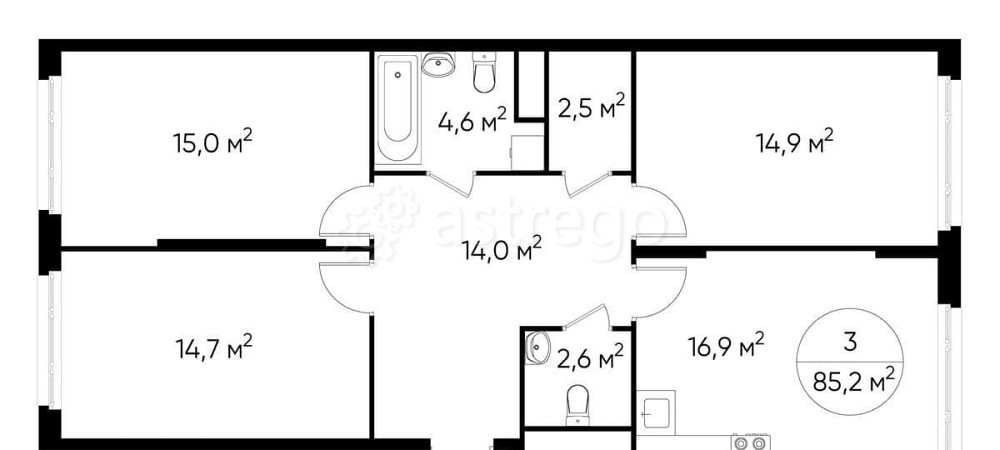 3-комн. квартира, 85 м2, 13/17 эт. Москва - изображение 1