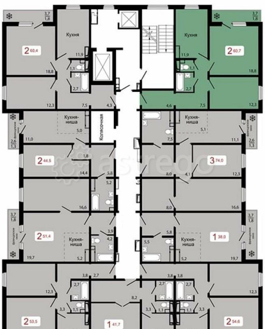 2-комн. квартира, 60.7 м2, 11/17 эт. Красноярск - изображение 5