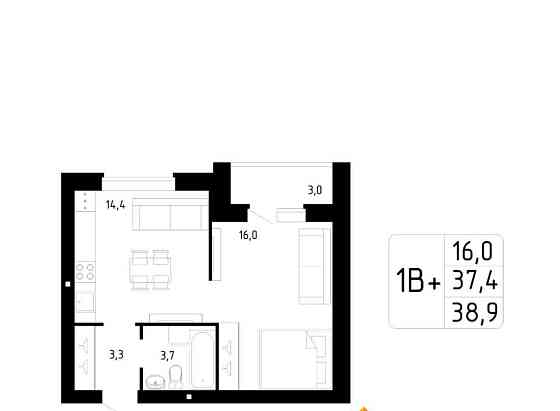 1-комн. квартира, 38.9 м2, 2/9 эт. Стерлитамак
