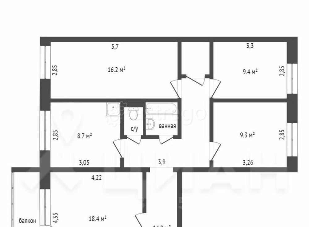 4-комн. квартира, 85 м2, 4/10 эт. Красноярск - изображение 1