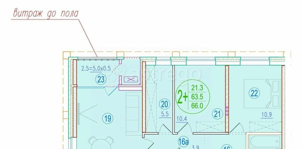 2-комн. квартира, 66 м2, 12/20 эт. Астрахань - изображение 1