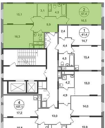2-комн. квартира, 67 м2, 16/17 эт. Москва