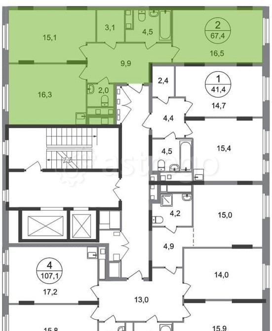 2-комн. квартира, 67 м2, 16/17 эт. Москва - изображение 4