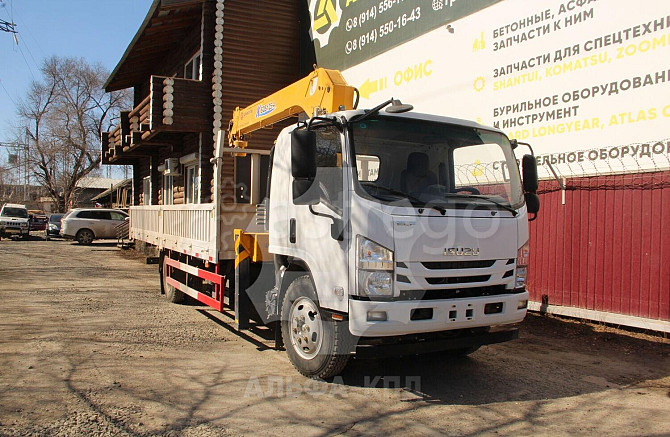 Бортовой автомобиль на шасси Isuzu Giga 4х2, 205 л.с., борт 6,5 м, с КМУ Changxing 8 т Благовещенск - изображение 1
